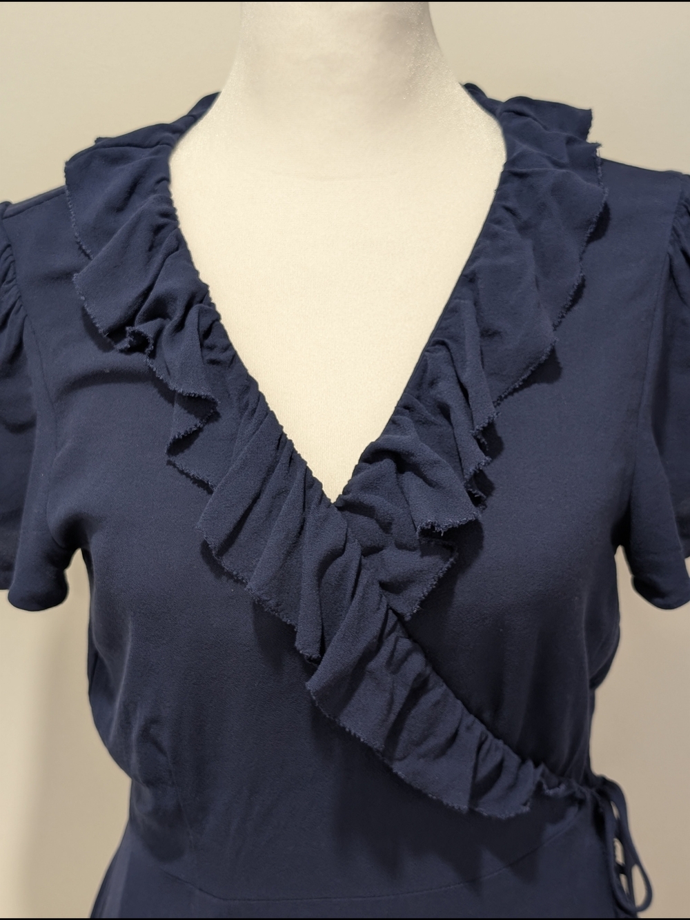 Sunday Best Ruffle Wrap Mini Dress - Navy - Picture 6 of 11